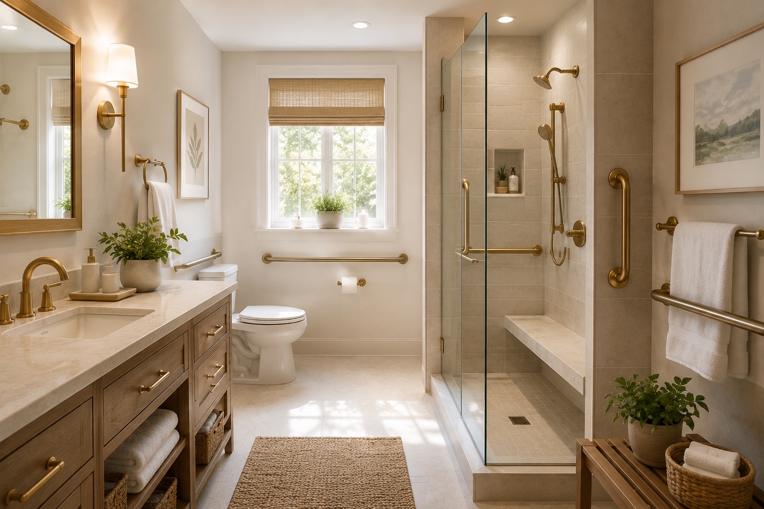 Bathroom grab bar and senior home safety setup