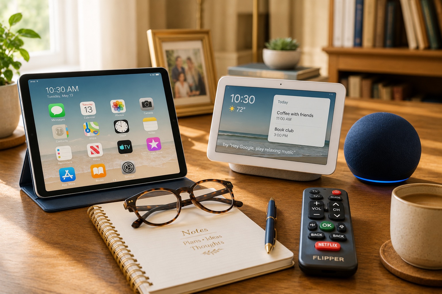 Tablet, smart speaker, and senior-friendly technology